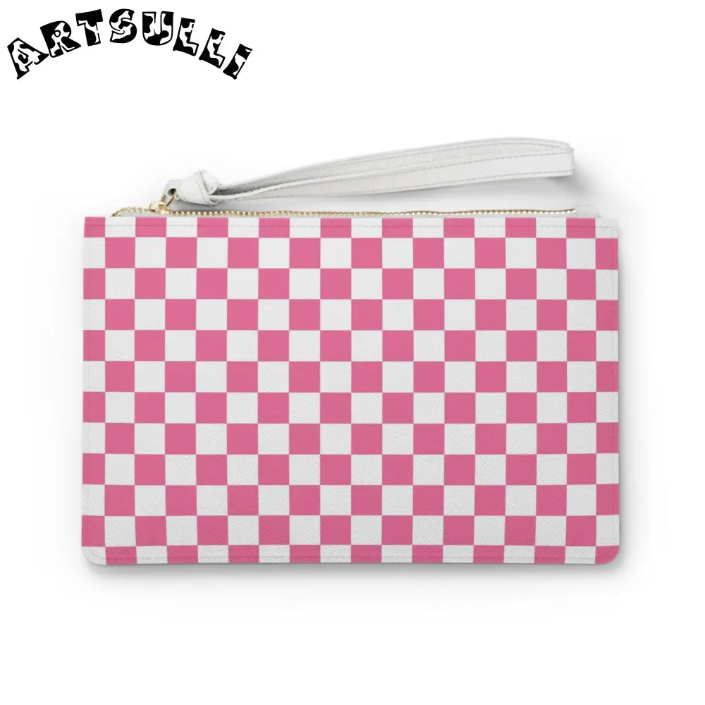 Yuyushiki Pink Check Clutch Bag, Artsulli - Art is Long, Life is Short, Bags, Size, One size, , , , , 79767553181620769795
