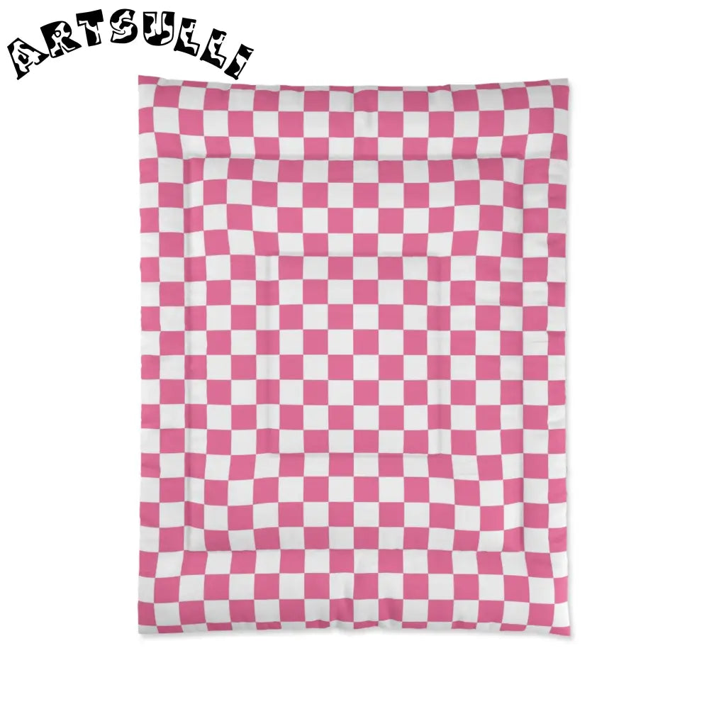 JAKKOUTTHEBXX Pink and White Checkered Comforter 2025