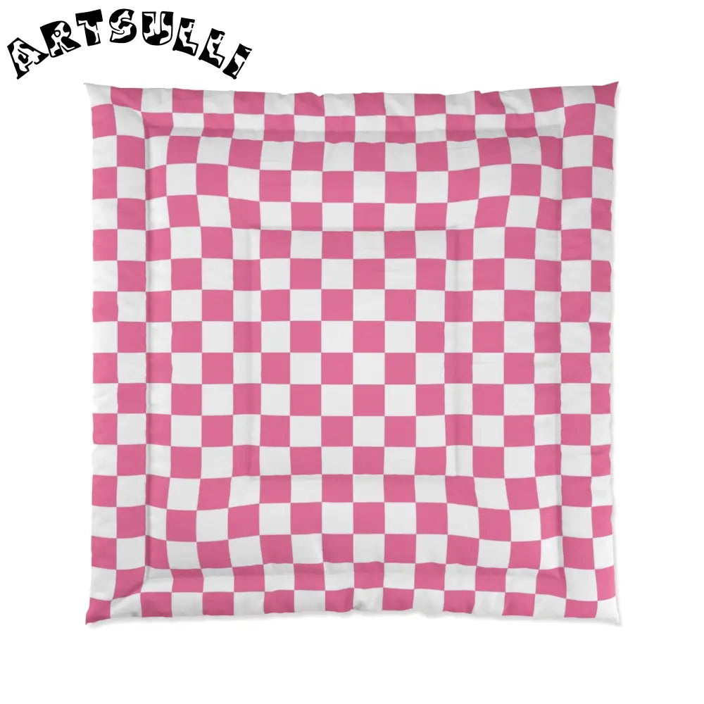 JAKKOUTTHEBXX Pink and White Checkered Comforter 2025