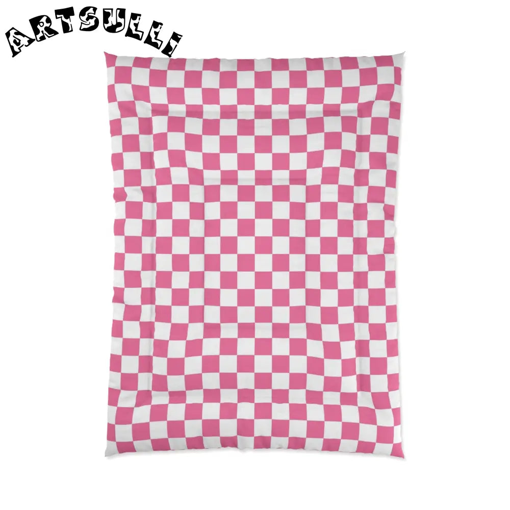 JAKKOUTTHEBXX Pink and White Checkered Comforter 2025