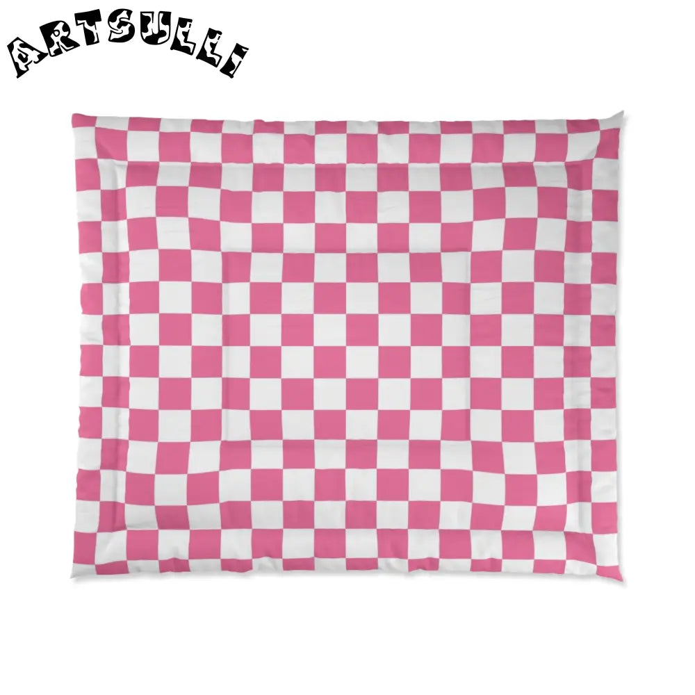 JAKKOUTTHEBXX Pink and White Checkered Comforter 2025