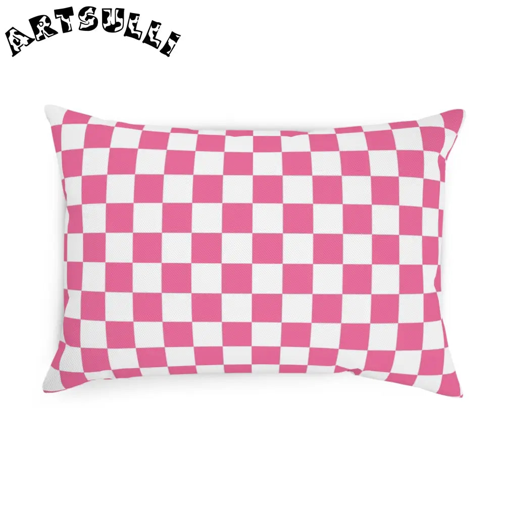 JAKKOUTTHEBXX Pink and White Checkered Throw Pillow 2025