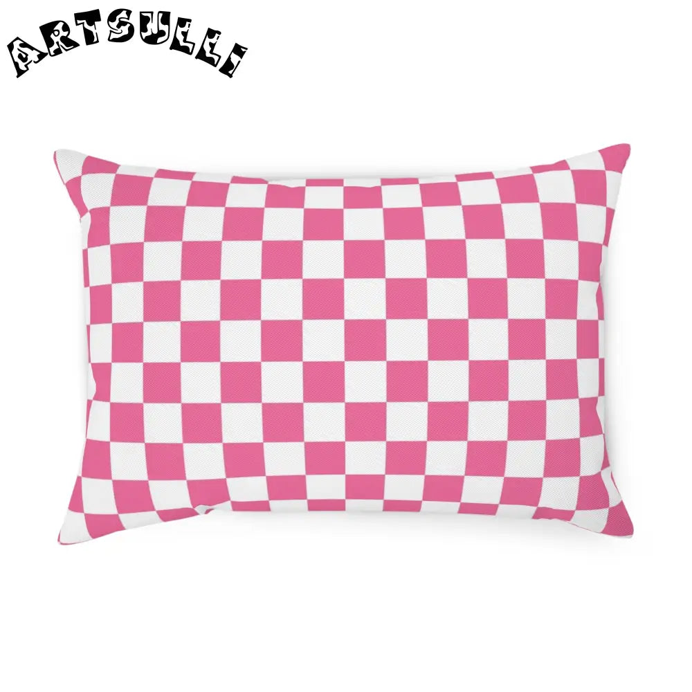 JAKKOUTTHEBXX Pink and White Checkered Throw Pillow 2025