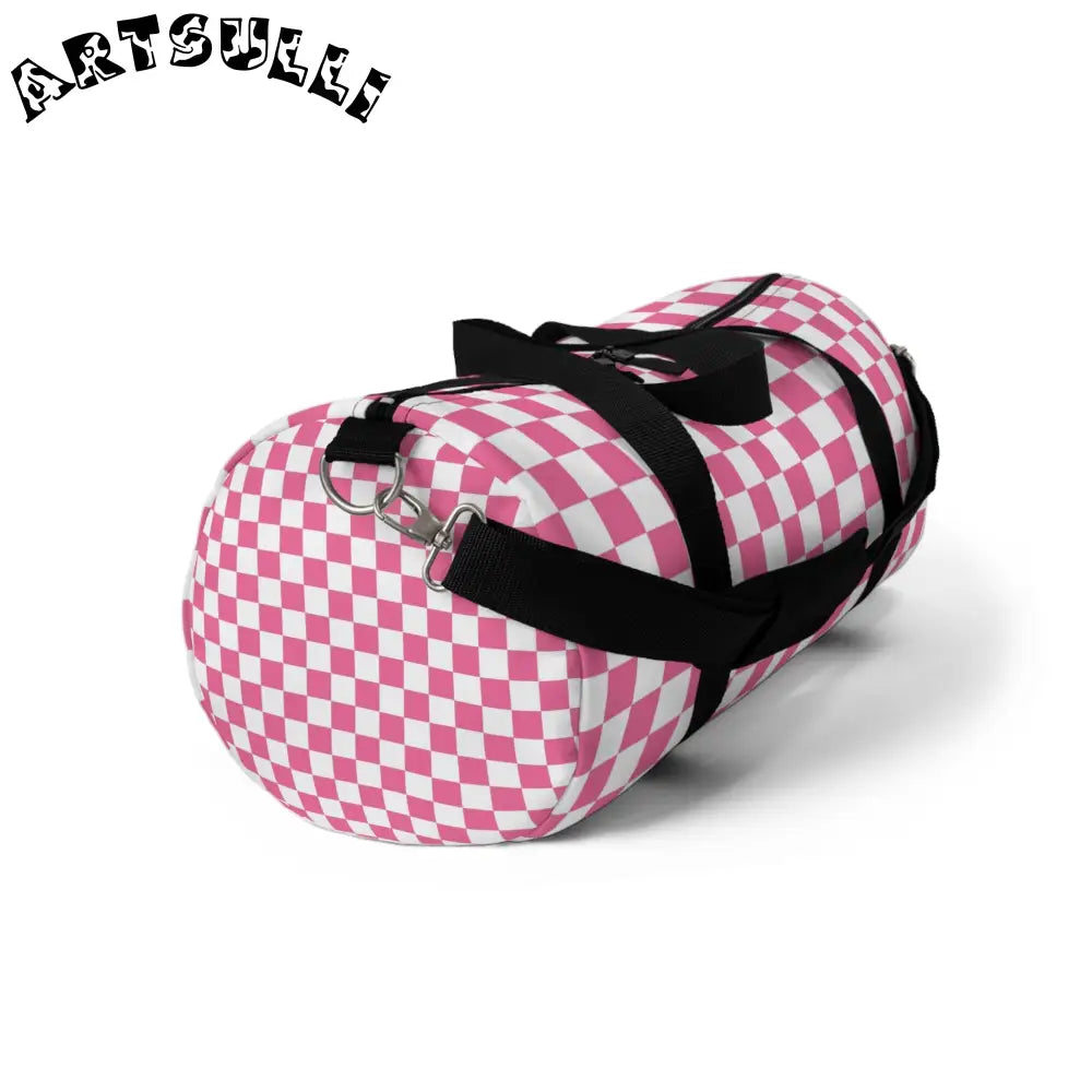 JAKKOUTTHEBXX Pink and White Checkered Duffel Bag 2025