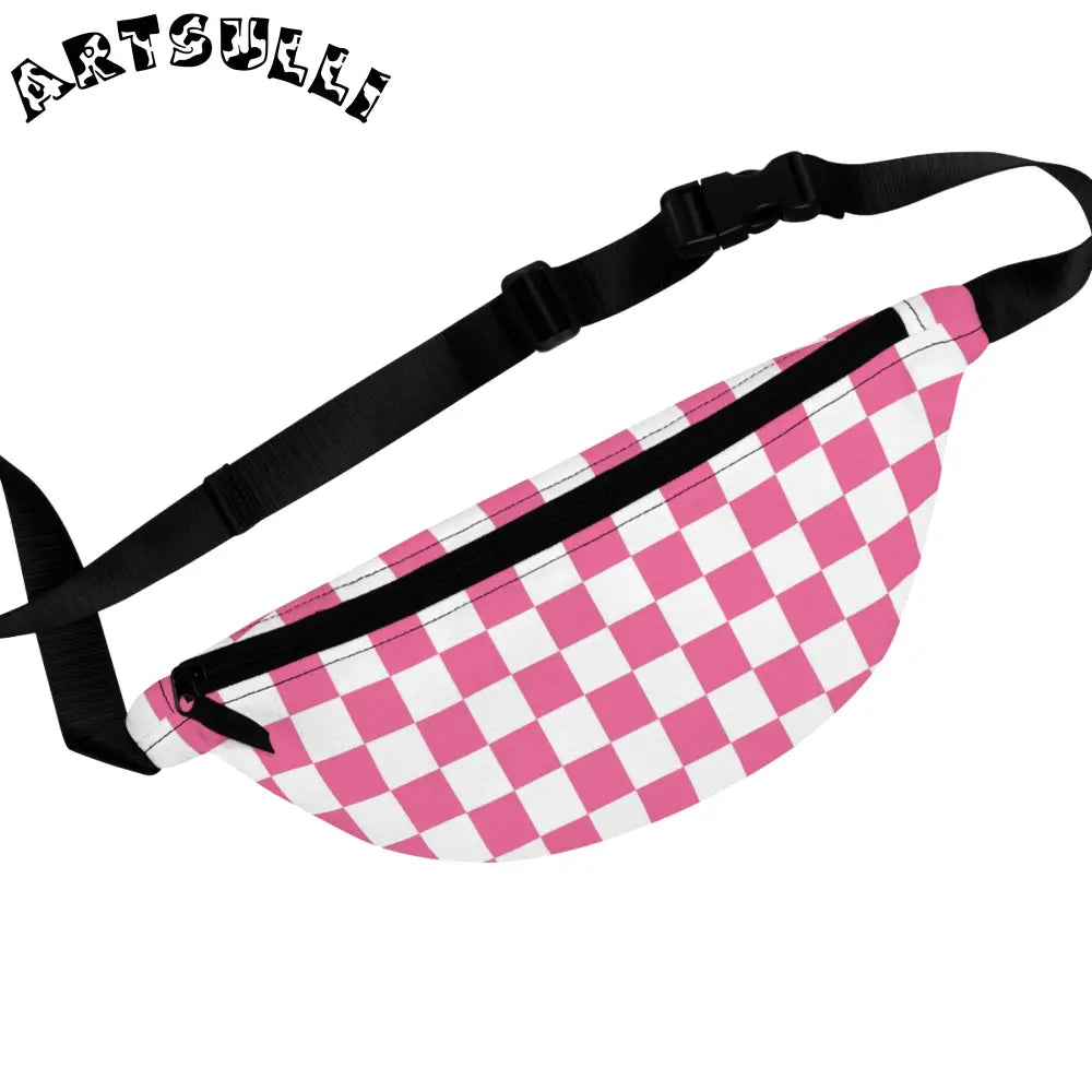 Yuyushiki Pink Check Fanny Pack, Artsulli - Art is Long, Life is Short, Bags, Size, One size, , , , , 17671821114048697206
