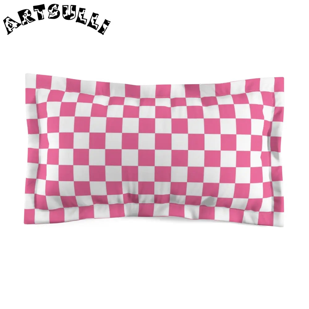 Yuyushiki Pink Check Microfiber Pillow Sham, Artsulli - Art is Long, Life is Short, Home Decor, Size, King, , , , , 14309920676367288300