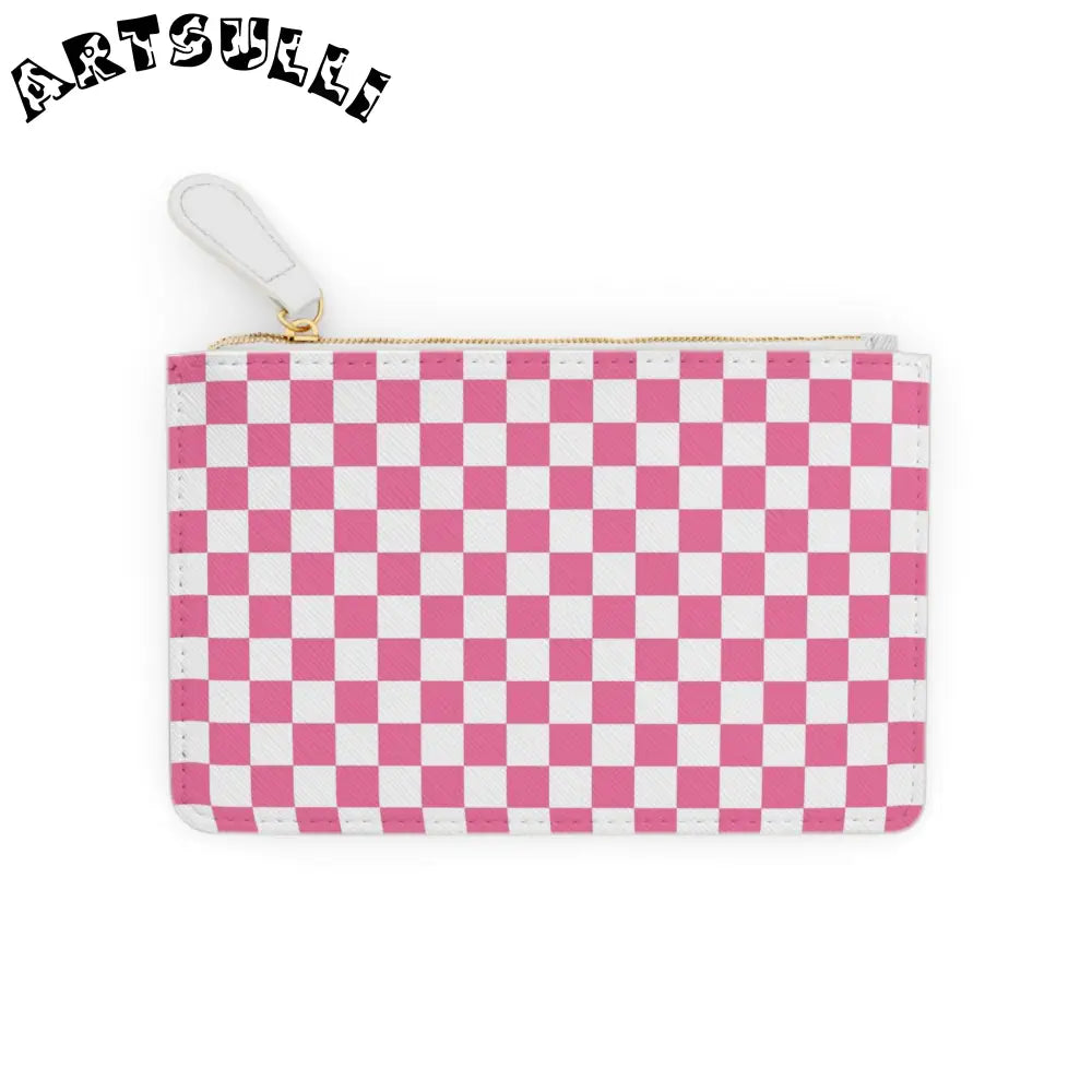 JAKKOUTTHEBXX Pink and White Checkered Mini Clutch Bag 2025