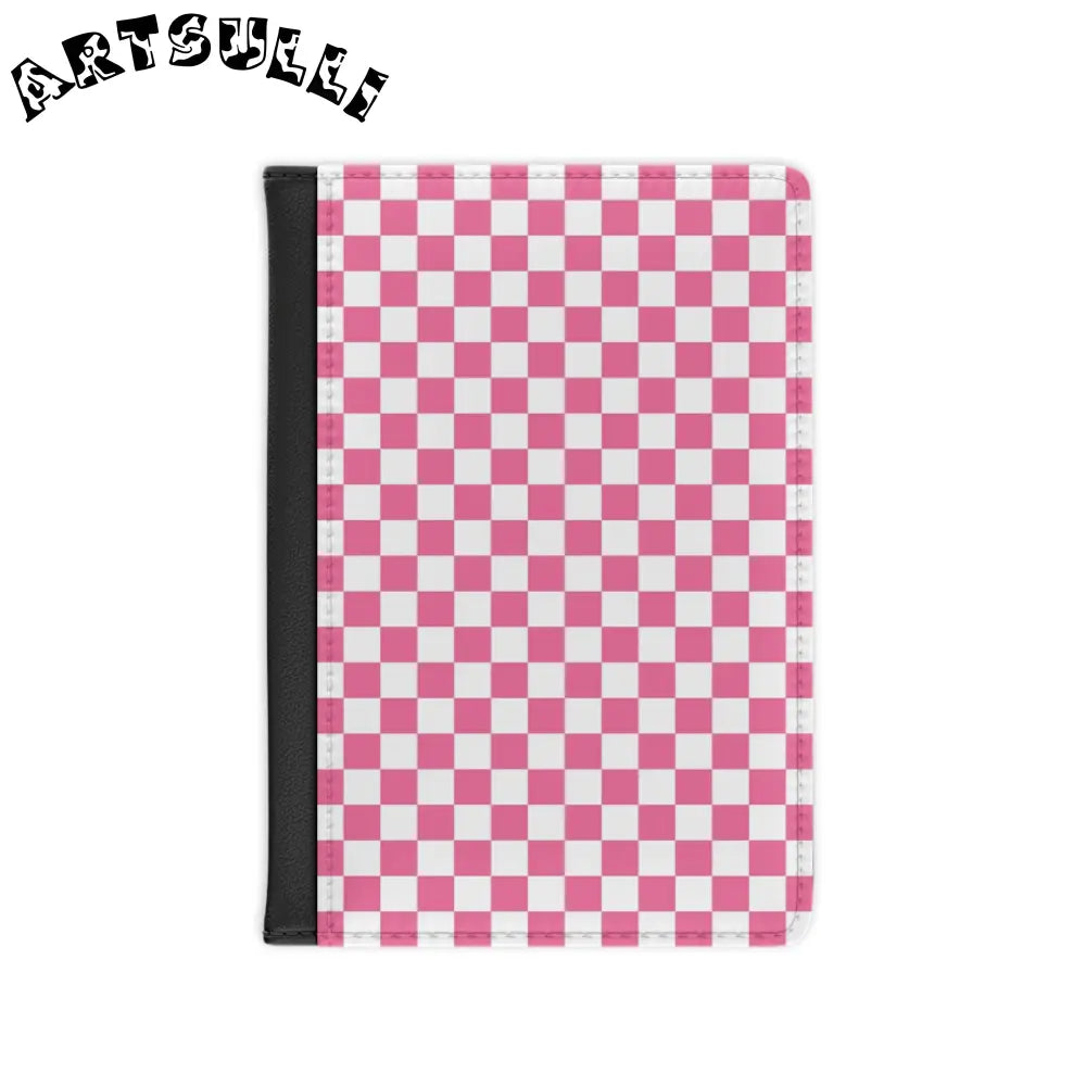 JAKKOUTTHEBXX Pink Checkered Faux Leather Passport Cover 2025