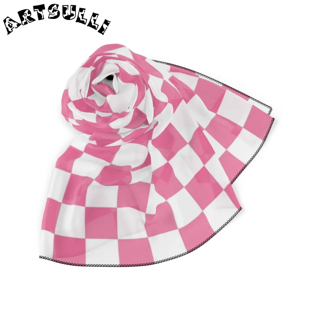 JAKKOUTTHEBXX Pink and White Checkered Art Printed Bandana 2025