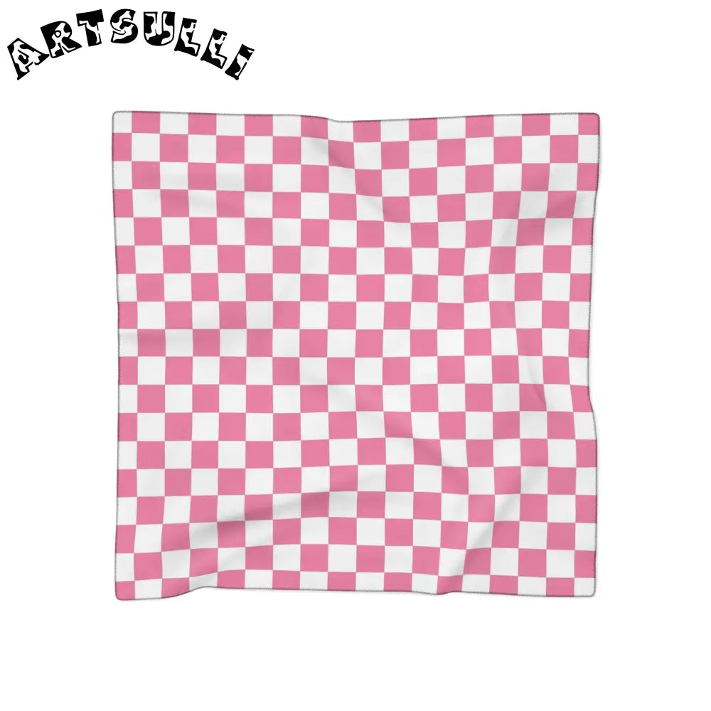 Yuyushiki Pink Check Poly Scarf, Artsulli - Art is Long, Life is Short, Accessories, Color, Poly chiffon, Size, 25" × 25", , , 29310211231047409332