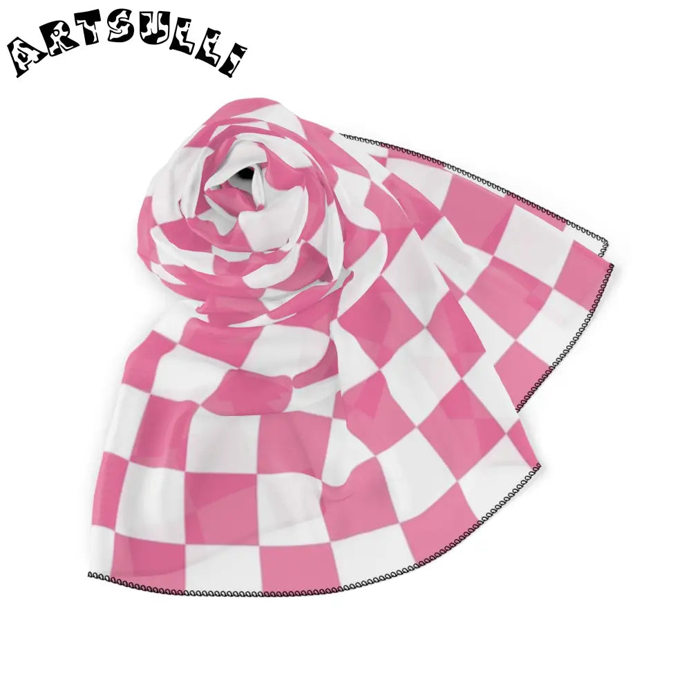 JAKKOUTTHEBXX Pink and White Checkered Art Printed Bandana 2025