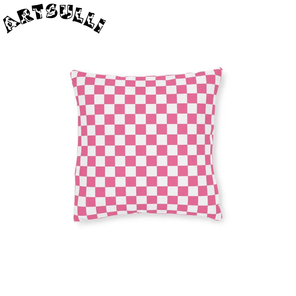 Yuyushiki Pink Check Square Pillow - Pink Back, Artsulli - Art is Long, Life is Short, Home Decor, Size, 12" × 12", , , , , 31563211951812279945