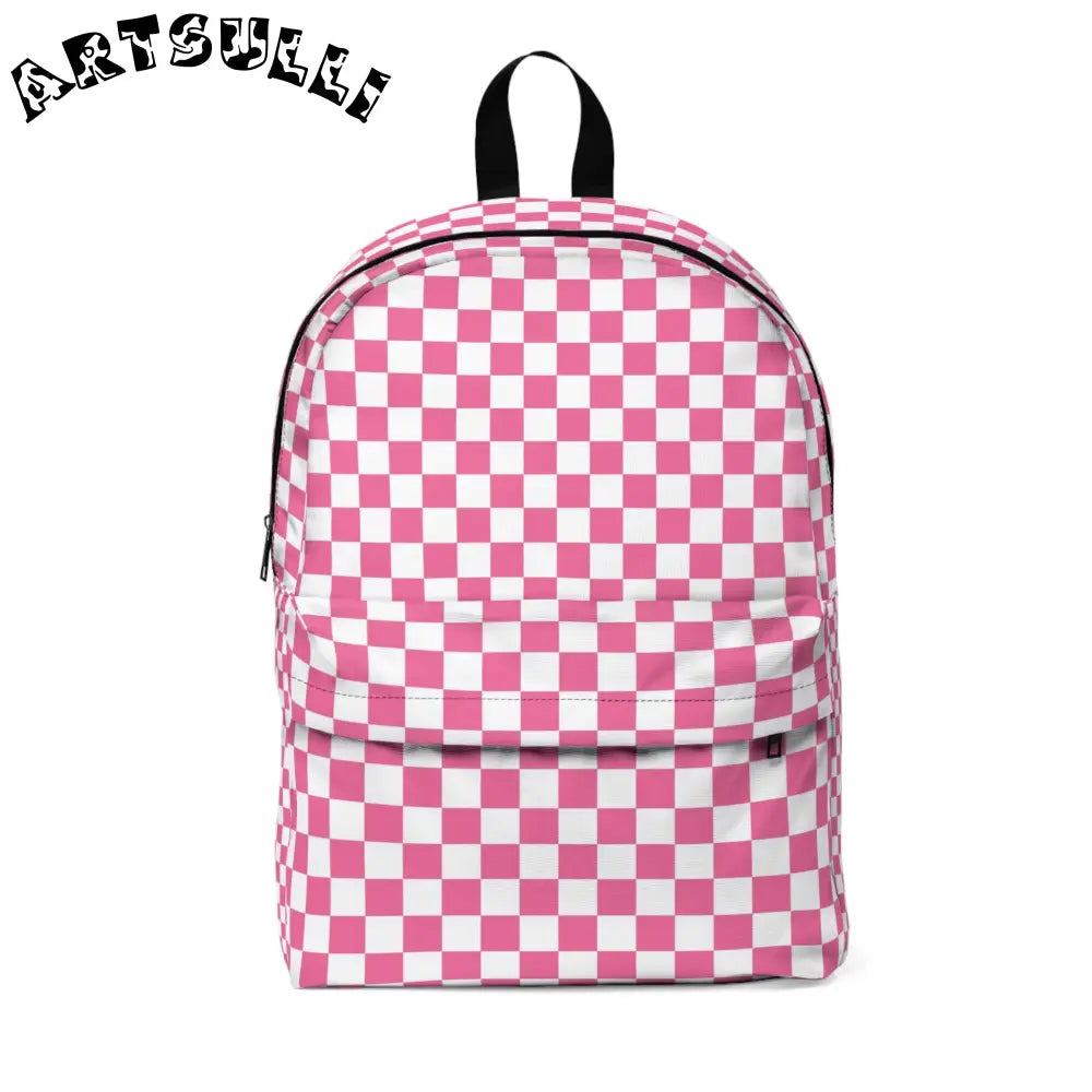 Yuyushiki Pink Check Unisex Classic Backpack, Artsulli - Art is Long, Life is Short, Bags, Size, One size, , , , , 11649926360941104645