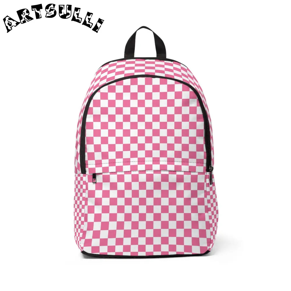 Yuyushiki Pink Check Unisex Fabric Backpack, Artsulli - Art is Long, Life is Short, Bags, Size, One size, , , , , 32190550396934428997