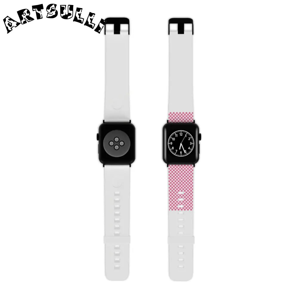 Yuyushiki Pink Check Watch Band for Apple Watch, Artsulli - Art is Long, Life is Short, Accessories, Size, 7.5'' × 0.75'' / 38 - 40 mm, Color, Black, , , 19081309610077983823