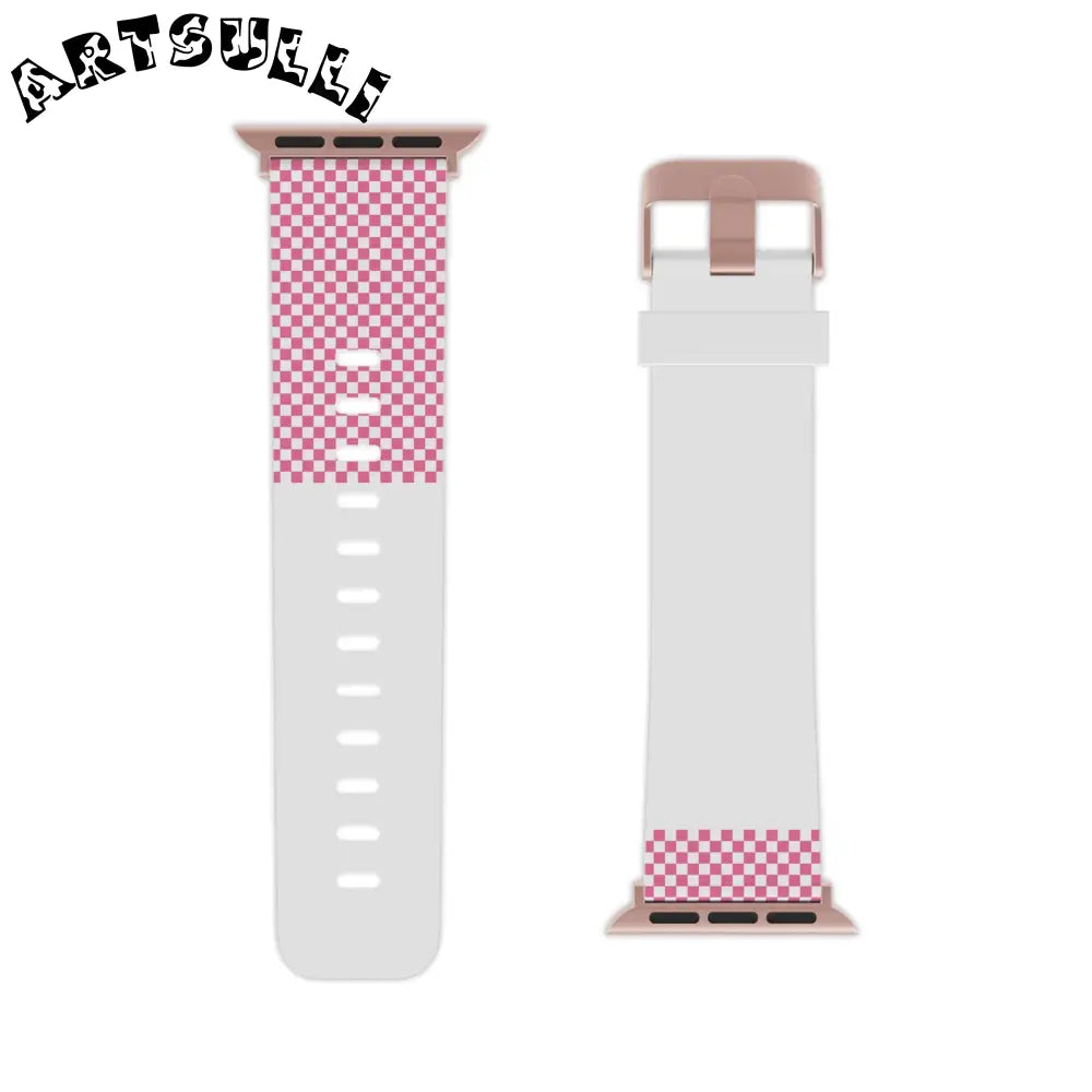 JAKKOUTTHEBXX Stylish Pink Check Apple Watch Band 2025