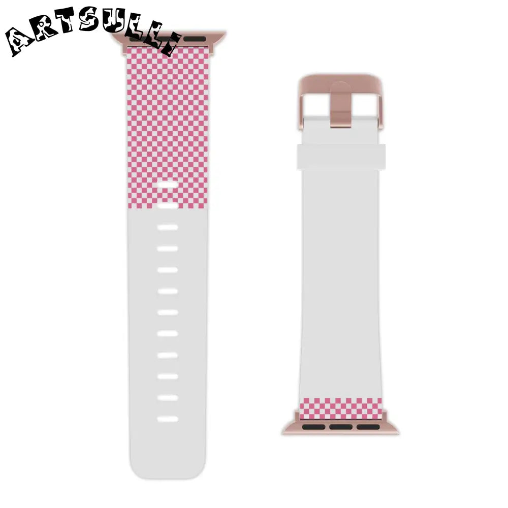 JAKKOUTTHEBXX Stylish Pink Check Apple Watch Band 2025