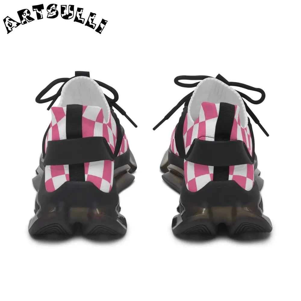 JAKKOUTTHEBXX Pink and White Checkered Mesh Sneakers with Translucent Soles 2025