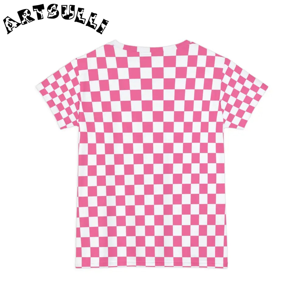 JAKKOUTTHEBXX Pink and White Checkerboard Tee 2025