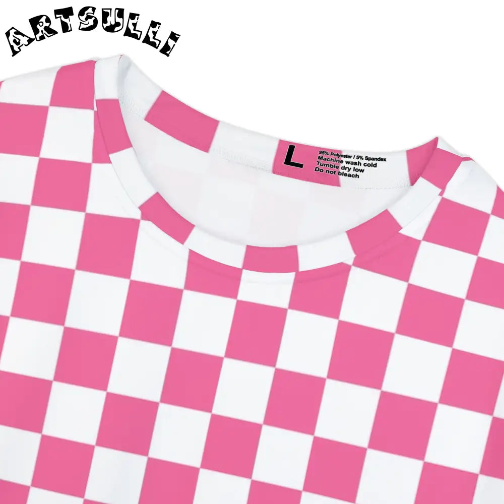 JAKKOUTTHEBXX Pink and White Checkerboard Tee 2025