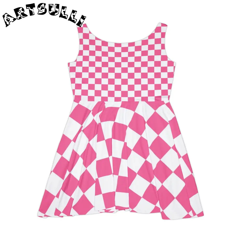 JAKKOUTTHEBXX Pink and White Checkerboard Skater Dress 2025