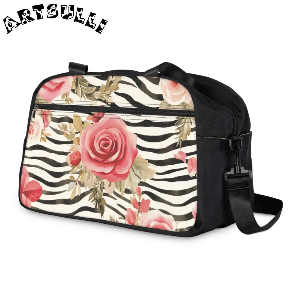 Zebra and Pink Rose Fitness Handbag, Artsulli - Art is Long, Life is Short, Bags, , , , , , , 