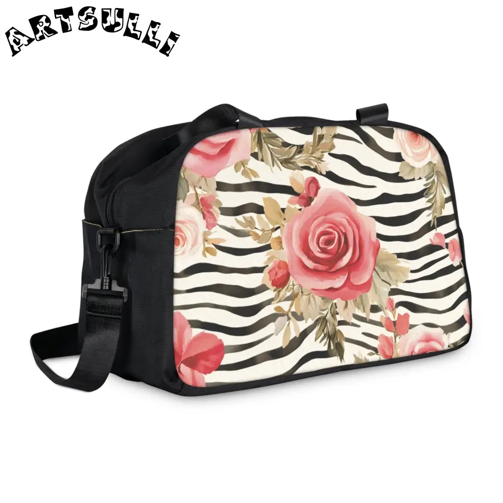 Zebra and Pink Rose Fitness Handbag, Artsulli - Art is Long, Life is Short, Bags, , , , , , , 