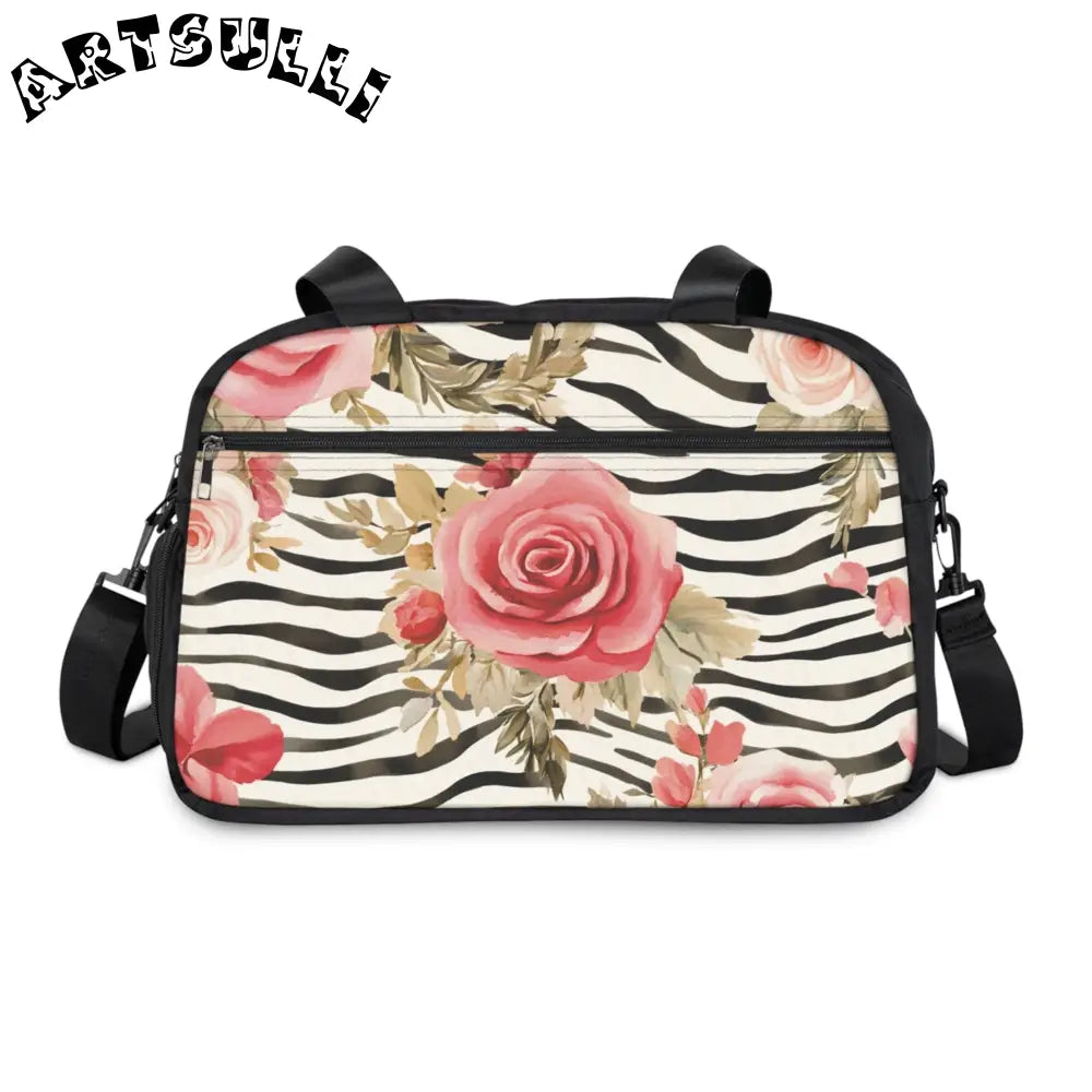 Zebra and Pink Rose Fitness Handbag, Artsulli - Art is Long, Life is Short, Bags, , , , , , , 