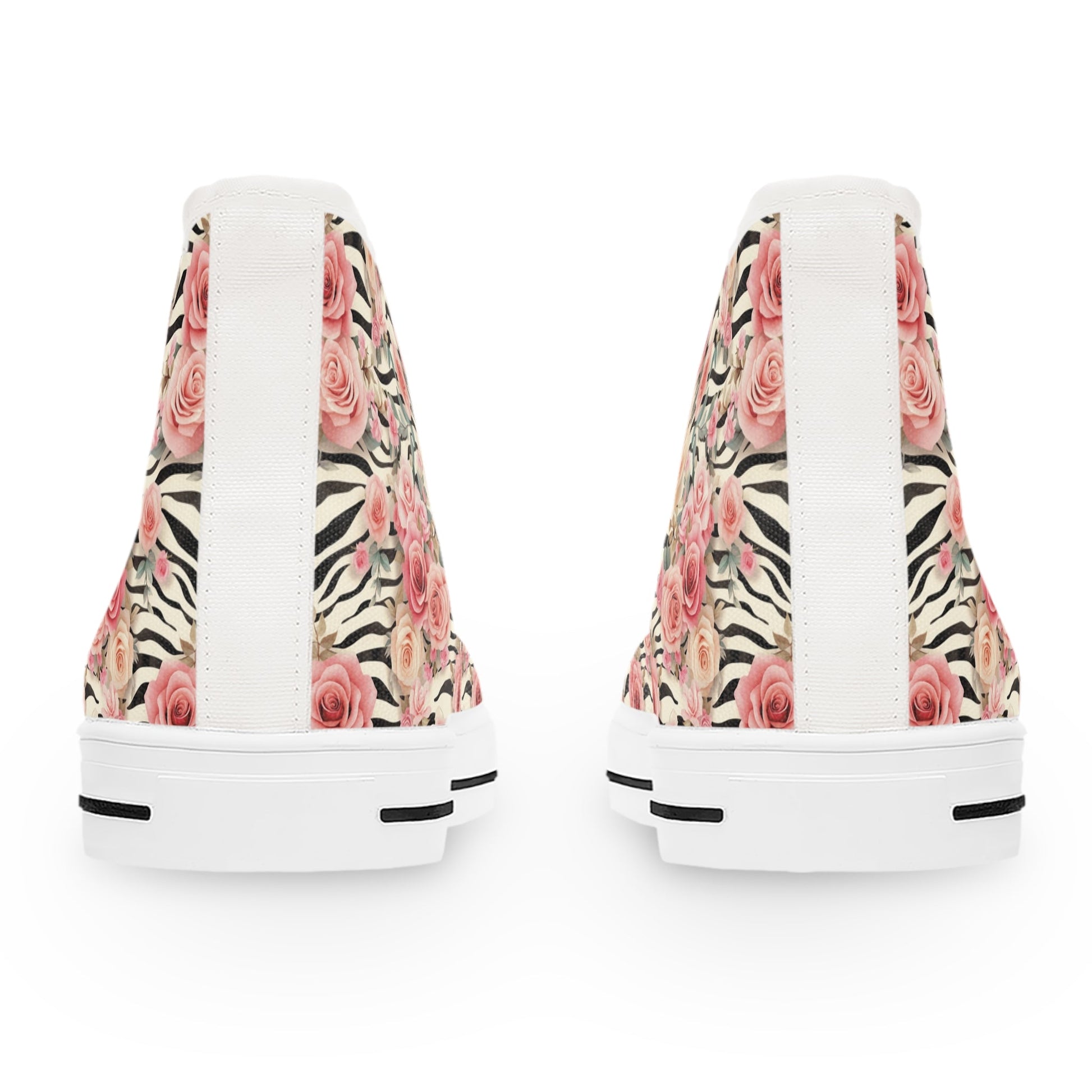 Zebra and Pink Rose High-Top Sneakers, Artsulli - Art is Long, Life is Short, Shoes, , , , , , , 