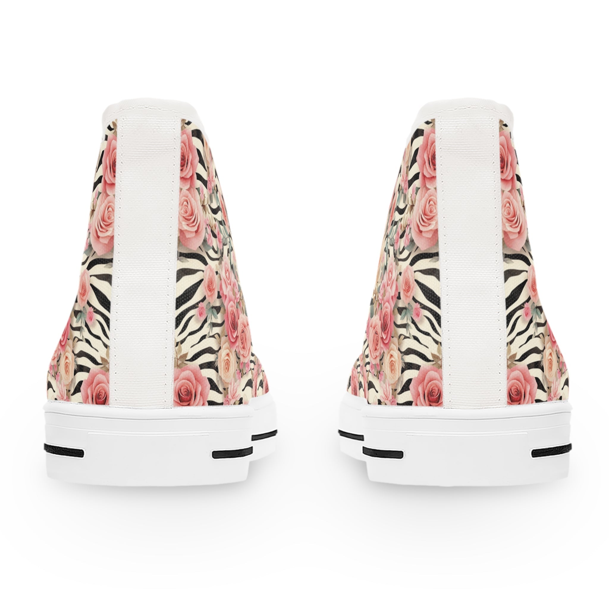 Zebra and Pink Rose High-Top Sneakers, Artsulli - Art is Long, Life is Short, Shoes, , , , , , , 