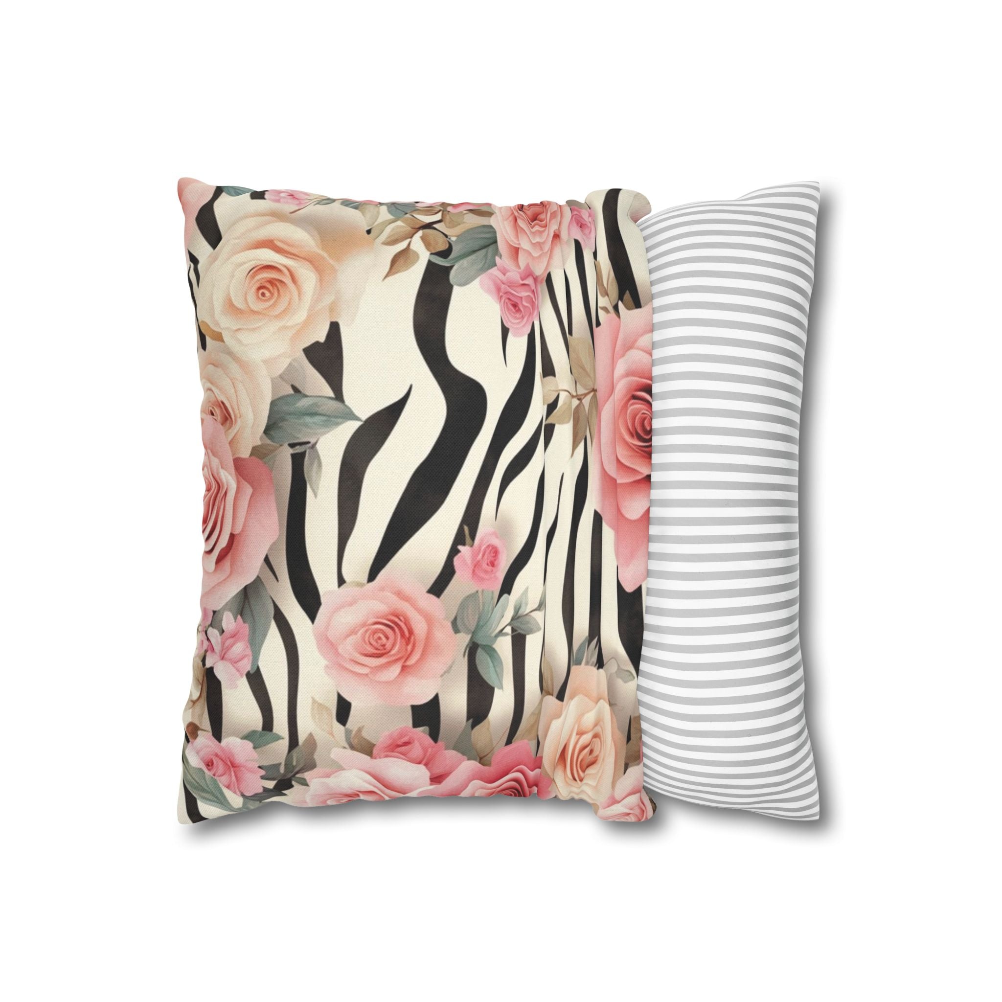 Zebra and Pink Rose Throw Pillow, Artsulli - Art is Long, Life is Short, Home Decor, , , , , , , 