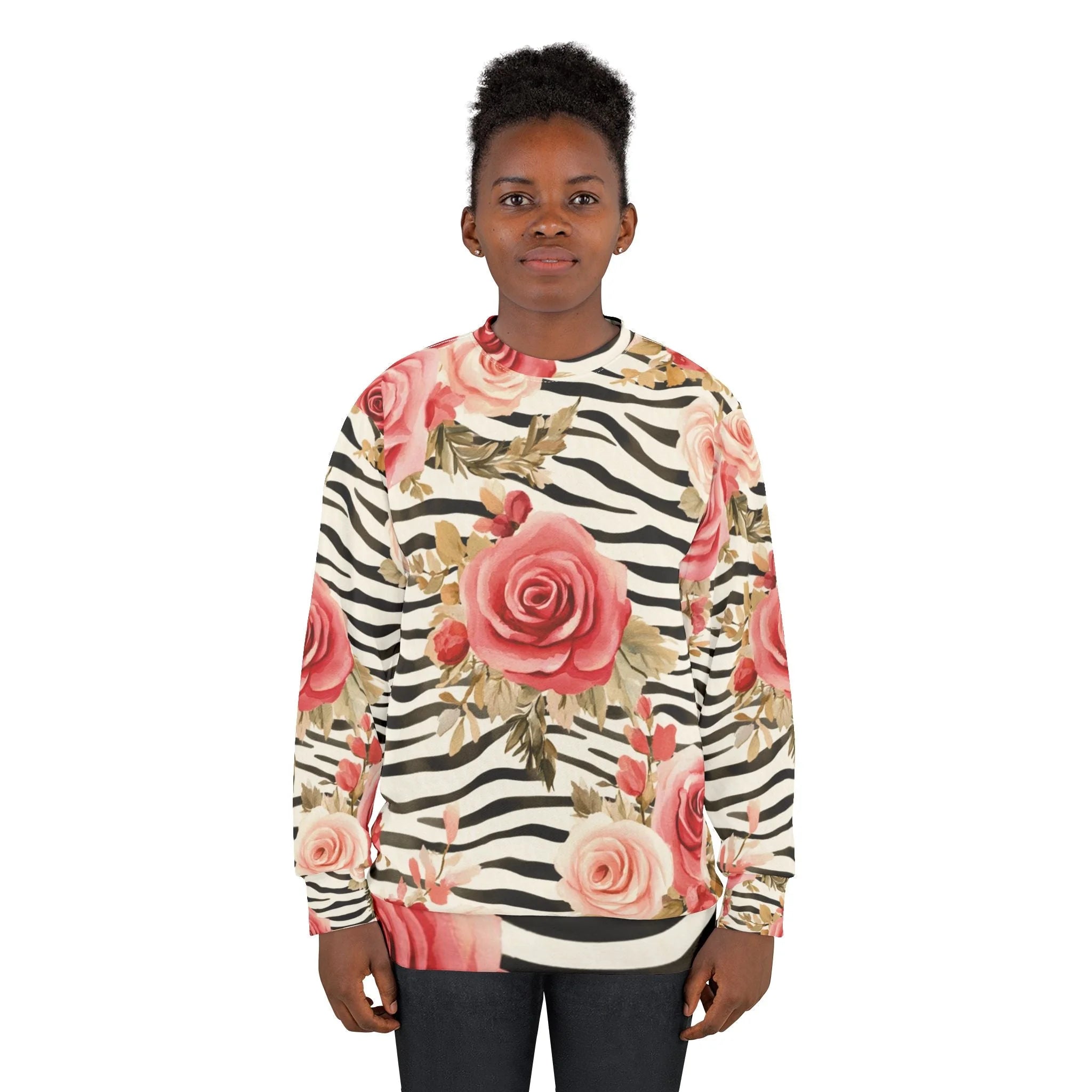 JAKKOUTTHEBXX Zebra and Rose Floral Sweatshirt 2025