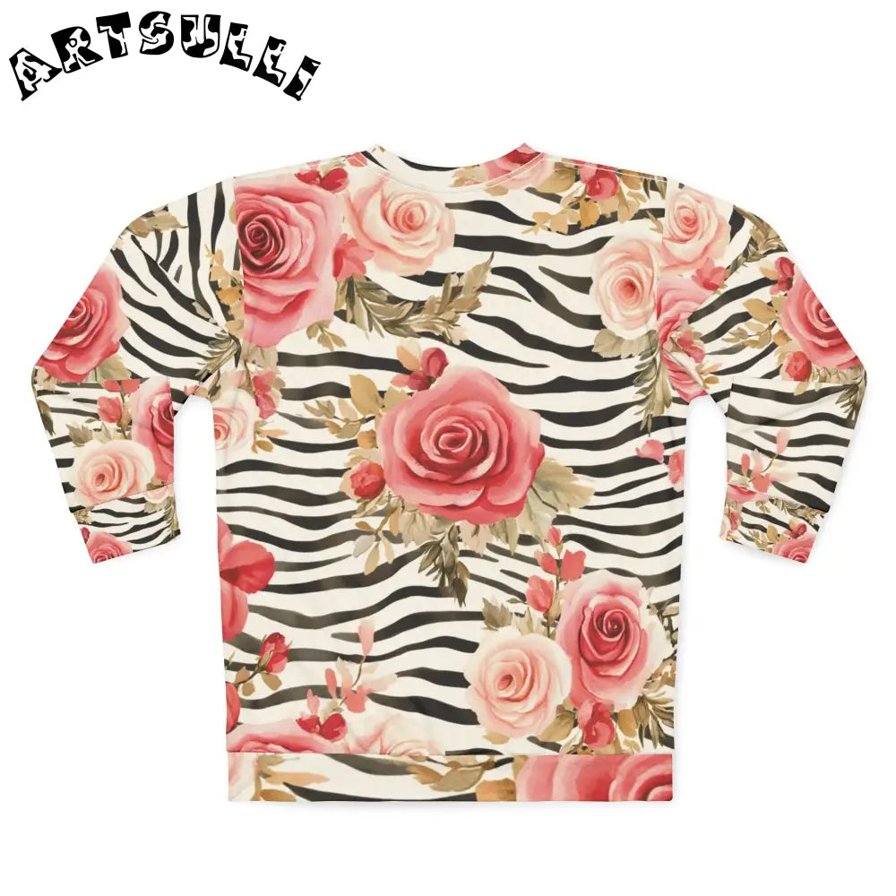 Zebra and Rose Floral Sweatshirt, Artsulli - Art is Long, Life is Short, All Over Prints, , , , , , , 