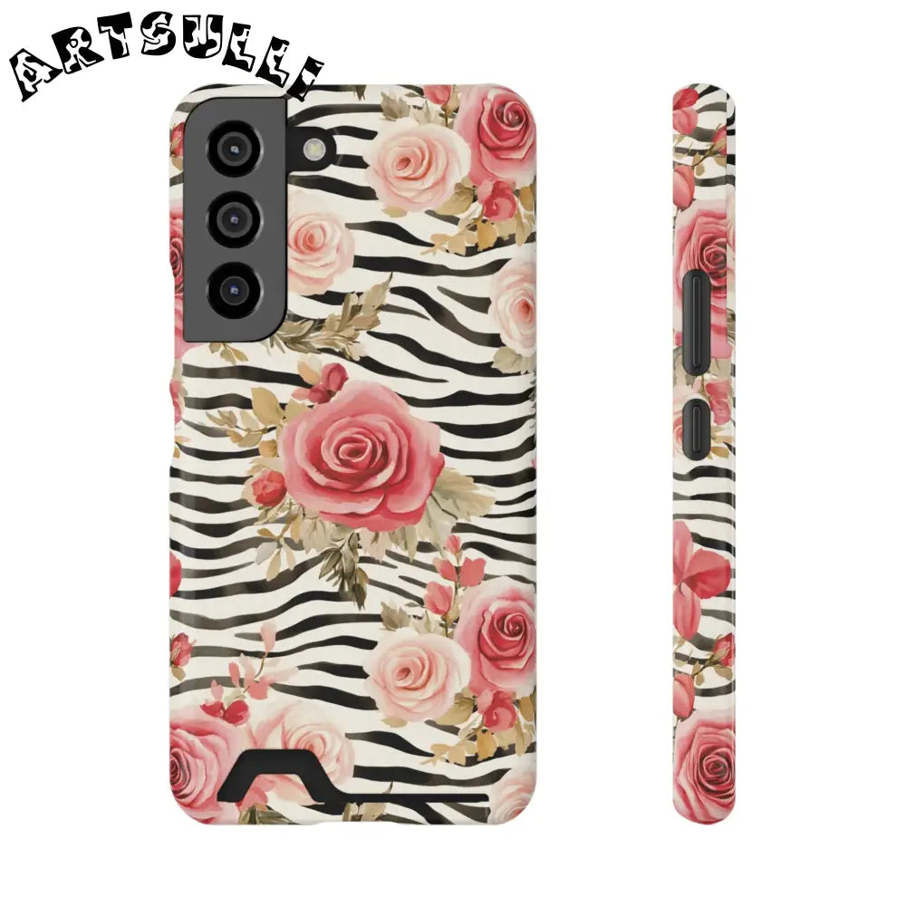 Zebra and Rose Phone Case, Artsulli - Art is Long, Life is Short, Phone Case, Size, Samsung Galaxy S22, Surface, Glossy, Shape, Without gift packaging, 99052901054882655435