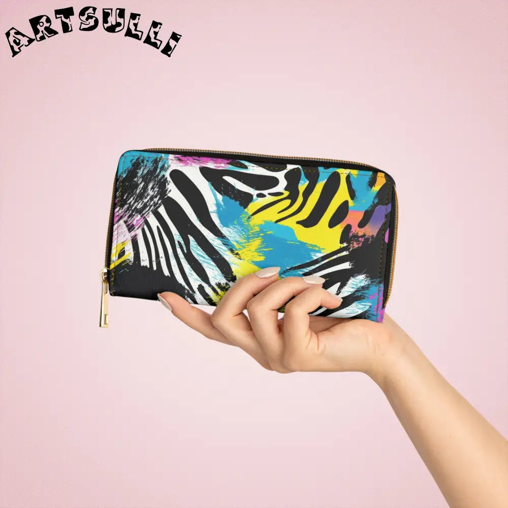Zebra Faux Leather Wallet for Credit Cards, Artsulli - Art is Long, Life is Short, Accessories, , , , , , , 