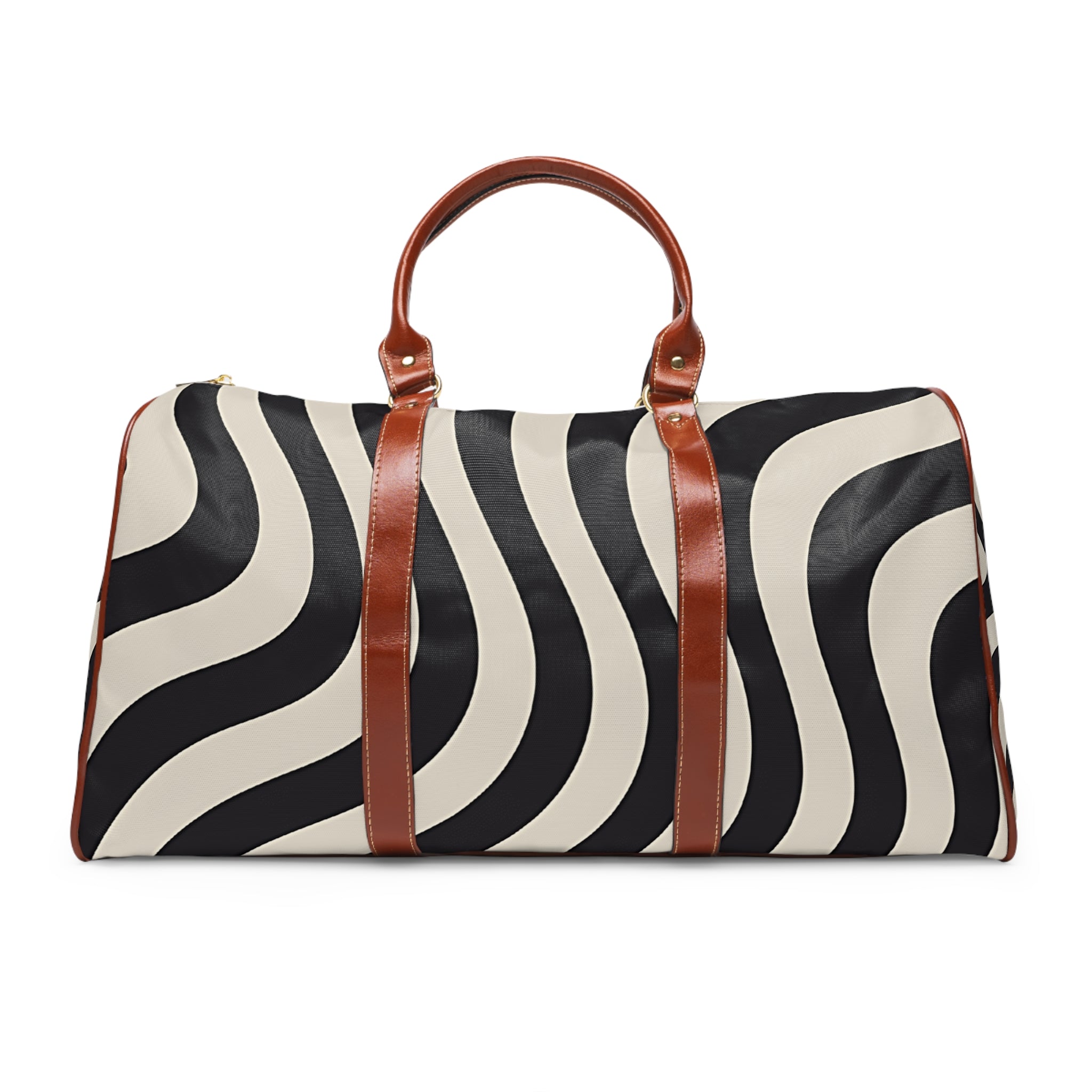 Zebra Print Duffel Bag with Leather Trim, Artsulli - Art is Long, Life is Short, Bags, , , , , , , 