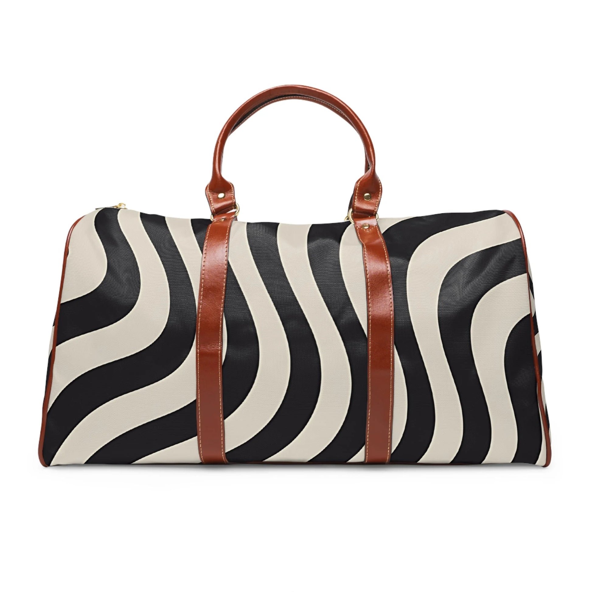 Printify Zebra Print Duffel Bag with Leather Trim 2025