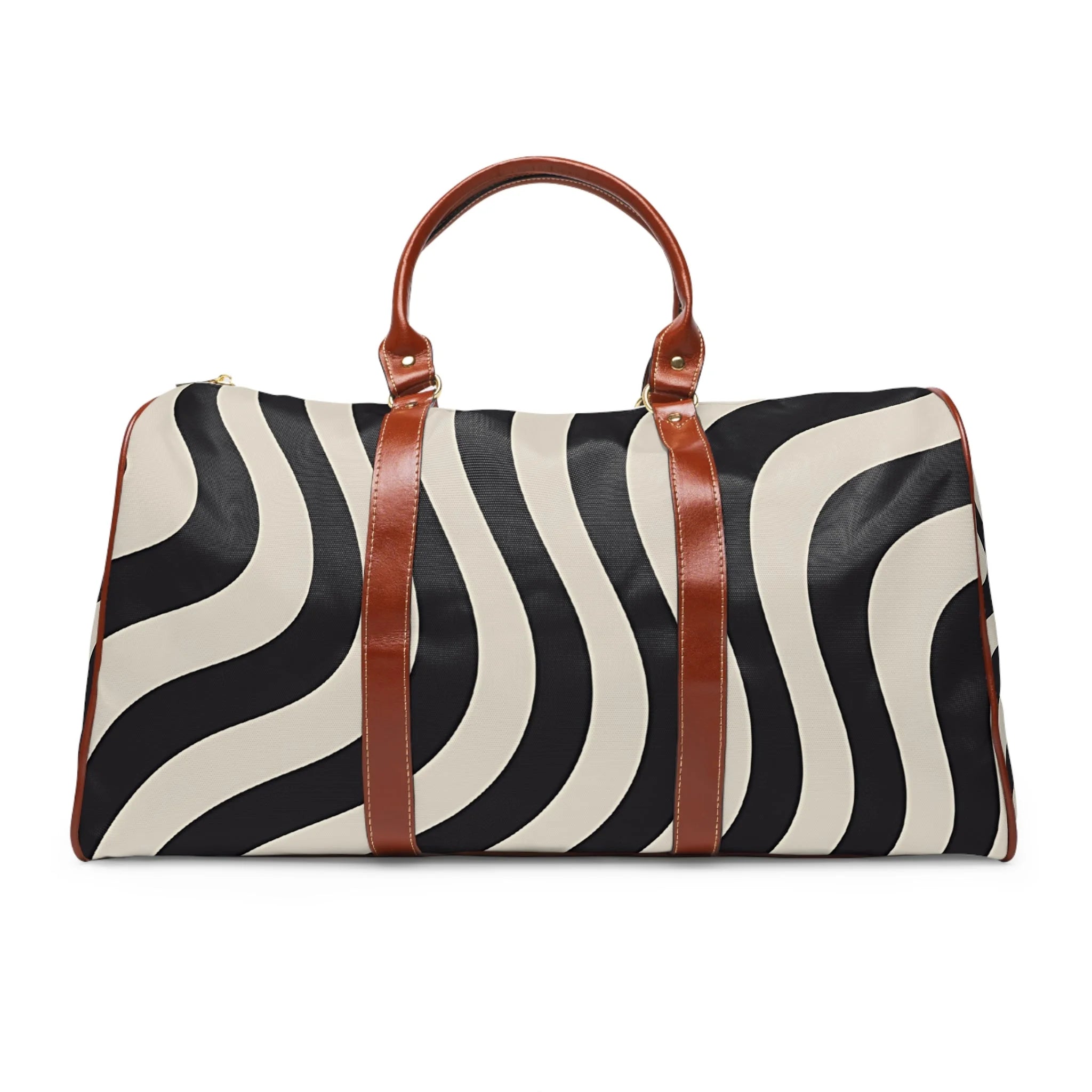 Printify Zebra Print Duffel Bag with Leather Trim 2025