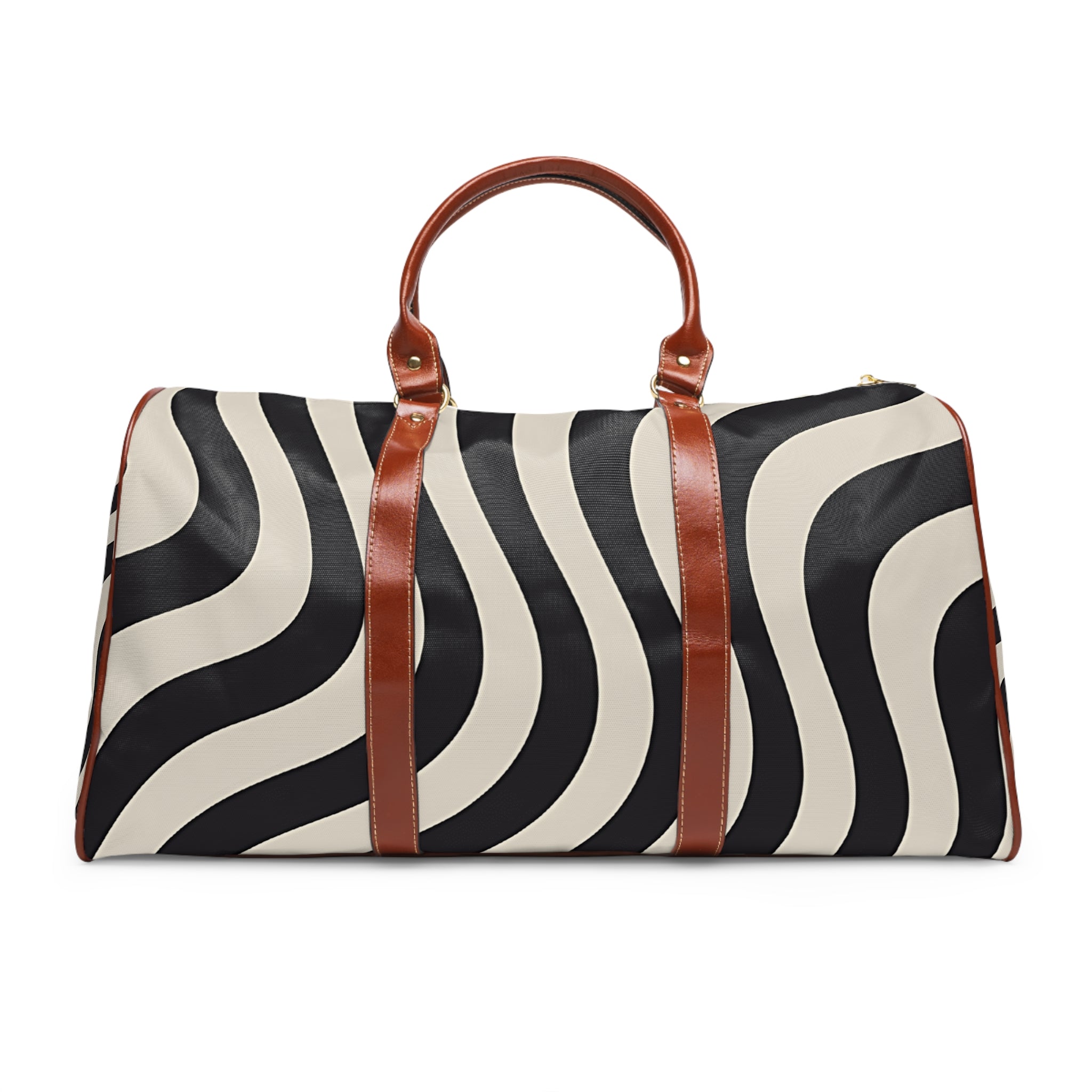 Zebra Print Duffel Bag with Leather Trim, Artsulli - Art is Long, Life is Short, Bags, Size, 20" x 12", Color, Brown, , , 52362383113255822307