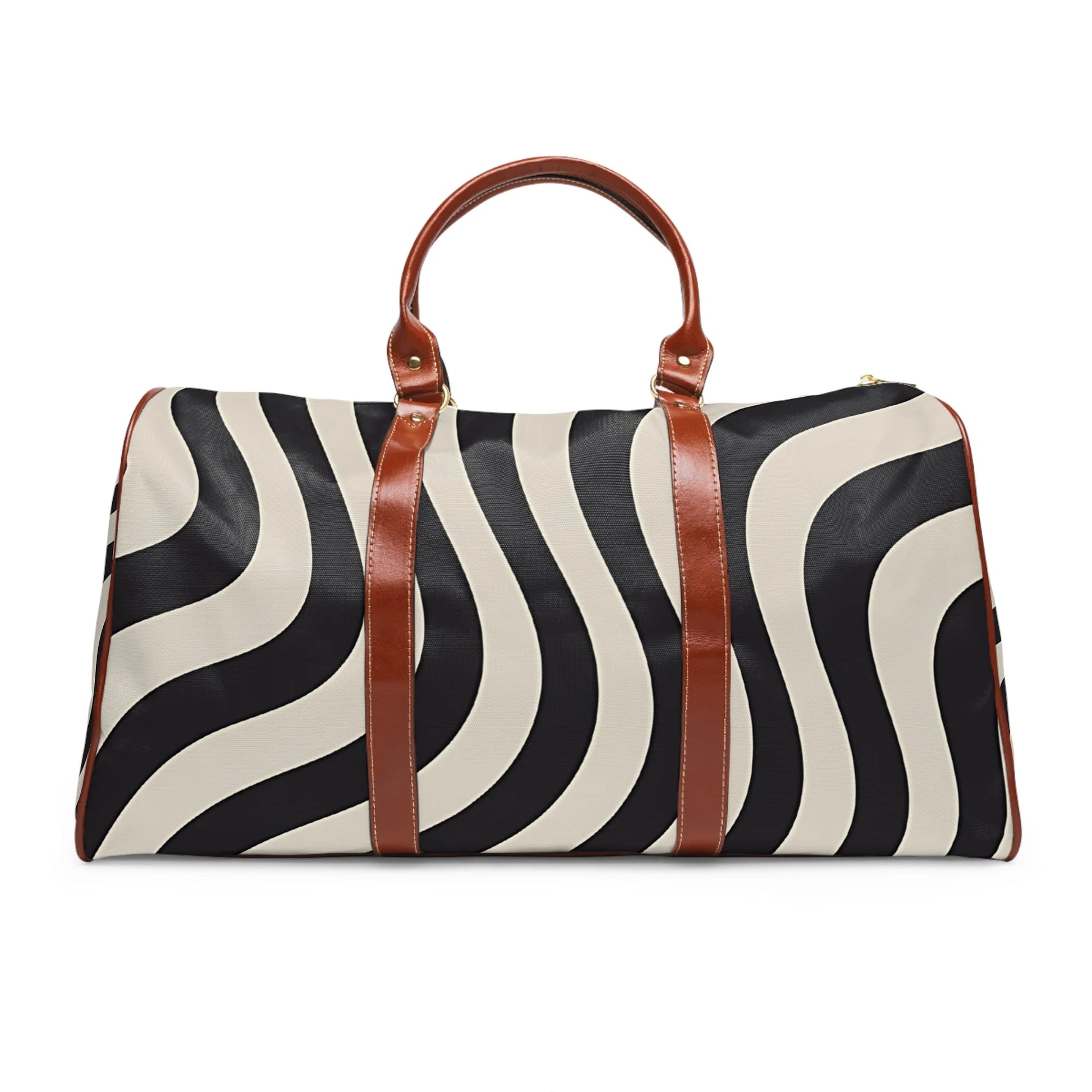 Printify Zebra Print Duffel Bag with Leather Trim 2025