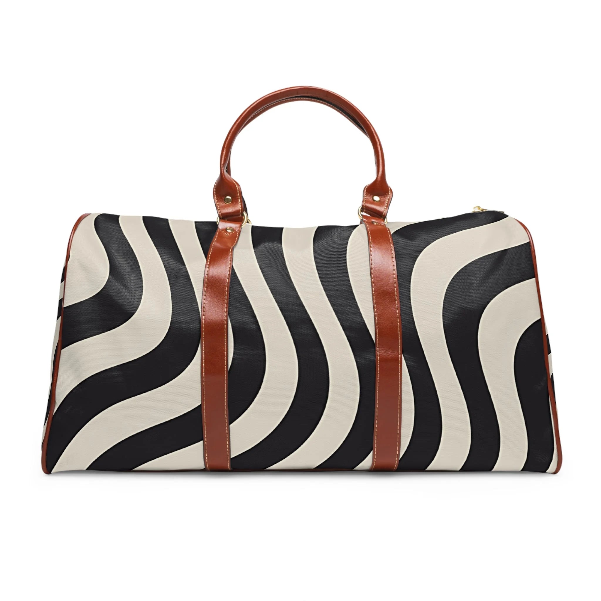 Printify Zebra Print Duffel Bag with Leather Trim 2025