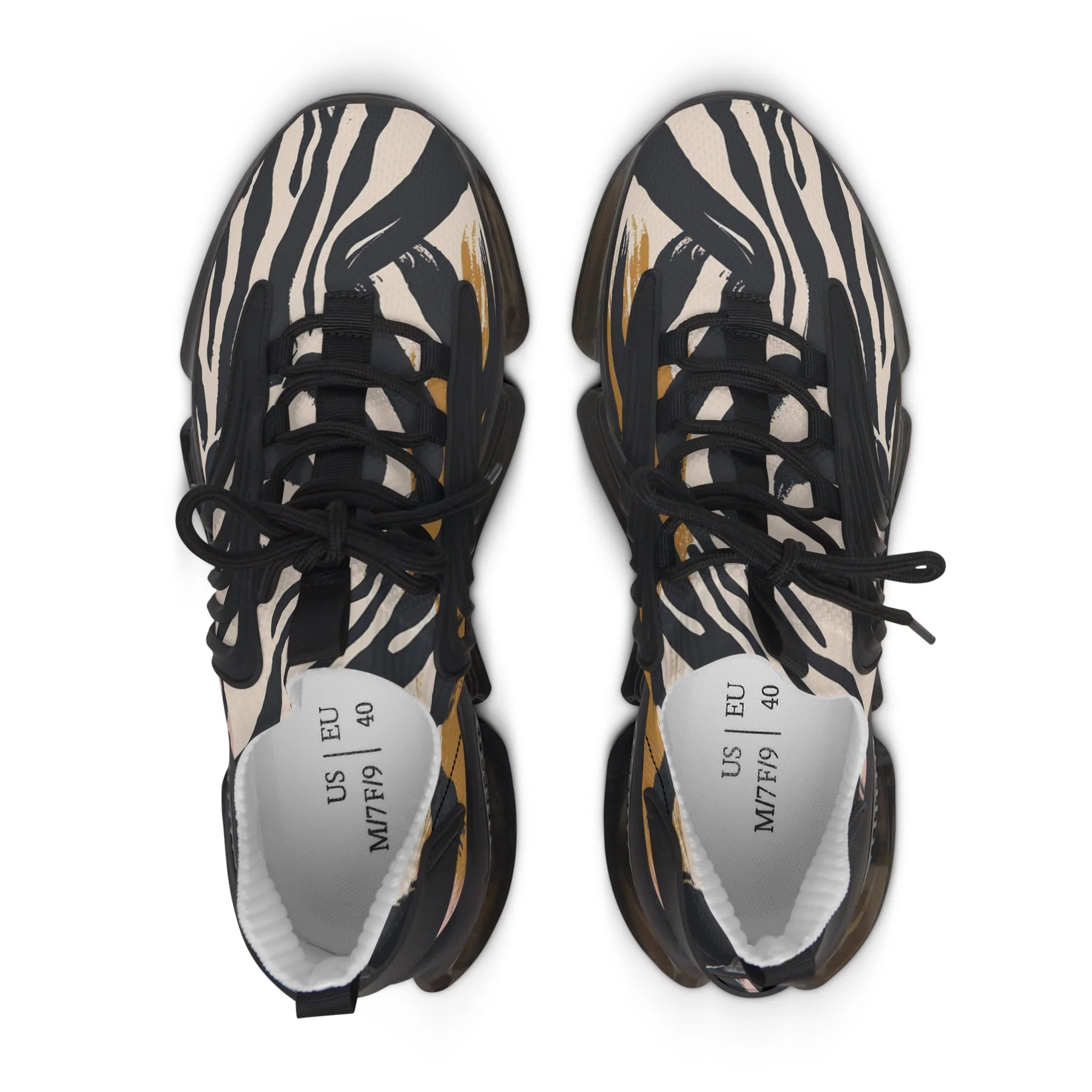 Zebra Print Mesh Sneakers with Clear Speckled Sole Color Variant, Artsulli - Art is Long, Life is Short, Shoes, , , , , , , 