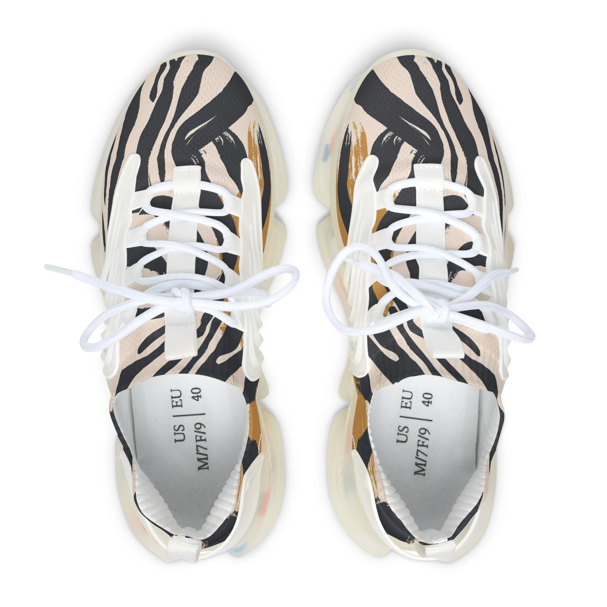 Zebra Print Mesh Sneakers with Clear Speckled Sole Color Variant, Artsulli - Art is Long, Life is Short, Shoes, , , , , , , 
