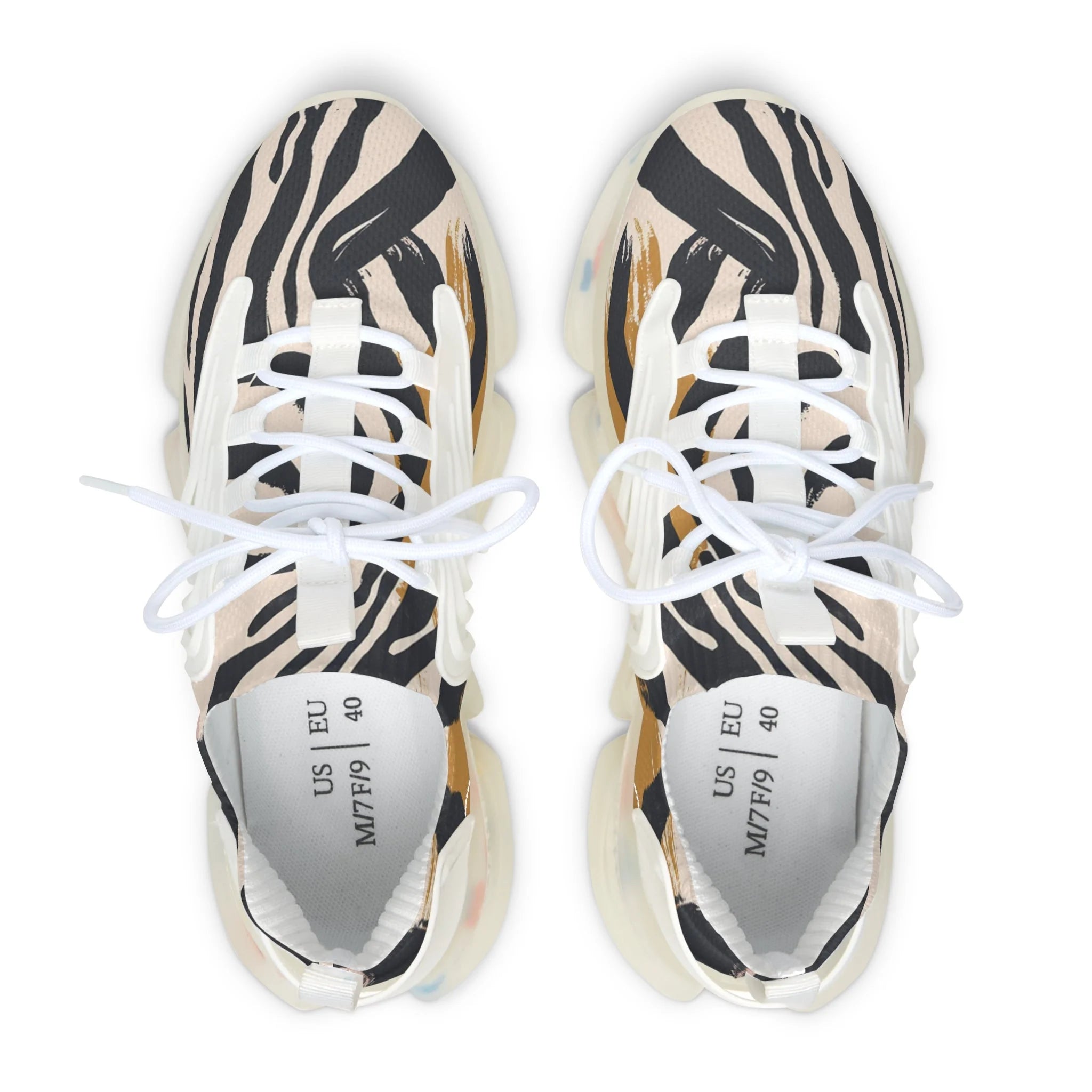 Zebra Print Mesh Sneakers with Clear Speckled Sole Color Variant, Artsulli - Art is Long, Life is Short, Shoes, , , , , , , 