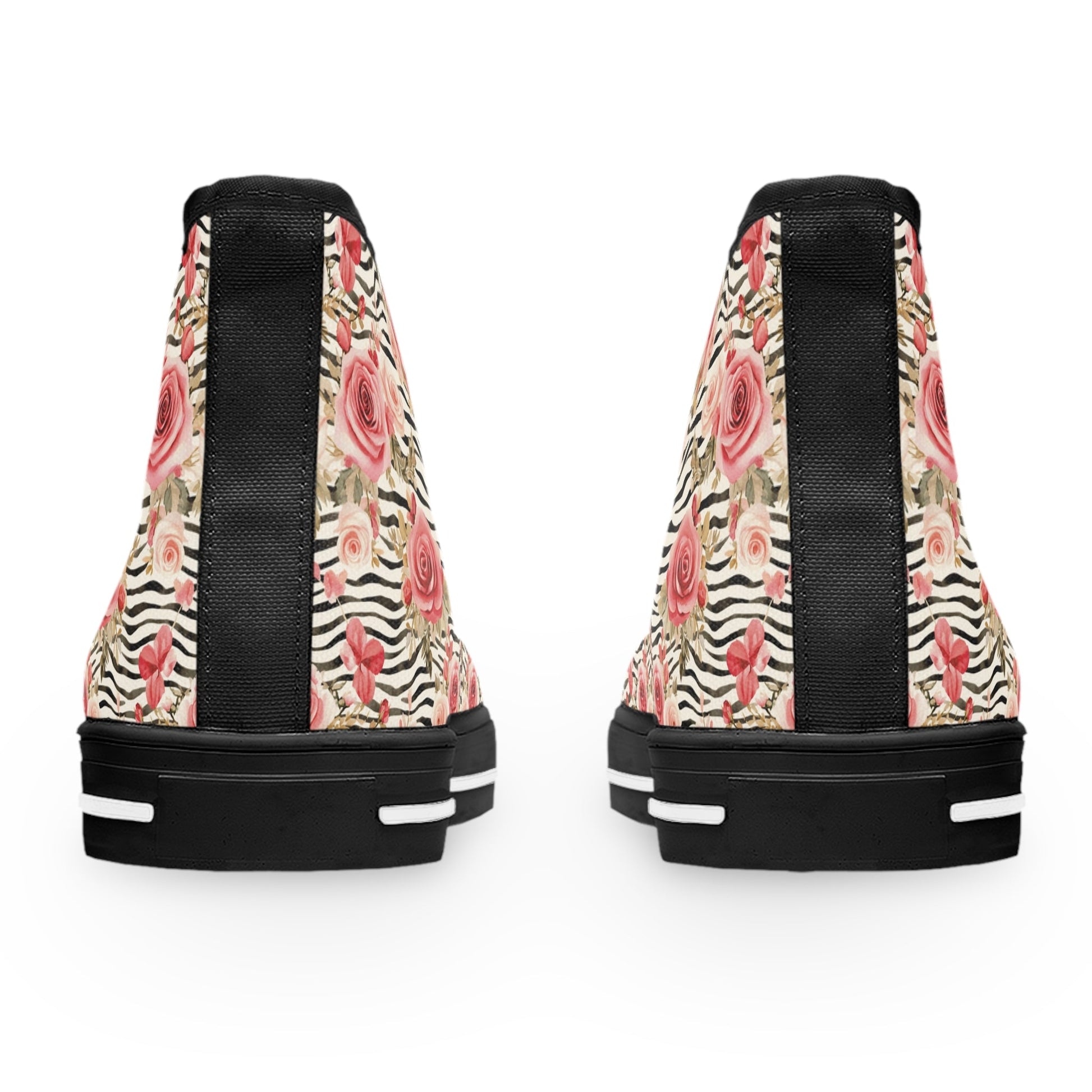 Zebra Rose Print High Top Sneakers, Artsulli - Art is Long, Life is Short, Shoes, , , , , , , 