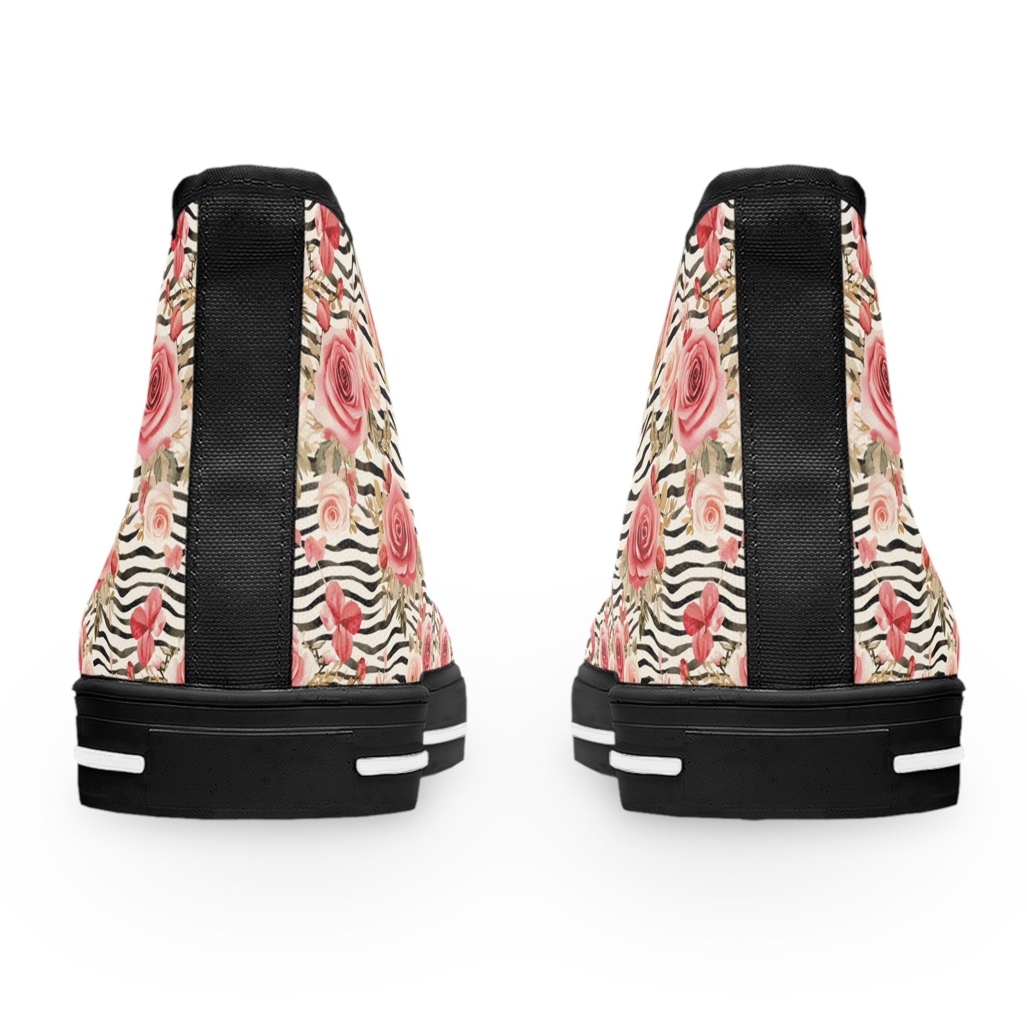 Zebra Rose Print High Top Sneakers, Artsulli - Art is Long, Life is Short, Shoes, , , , , , , 