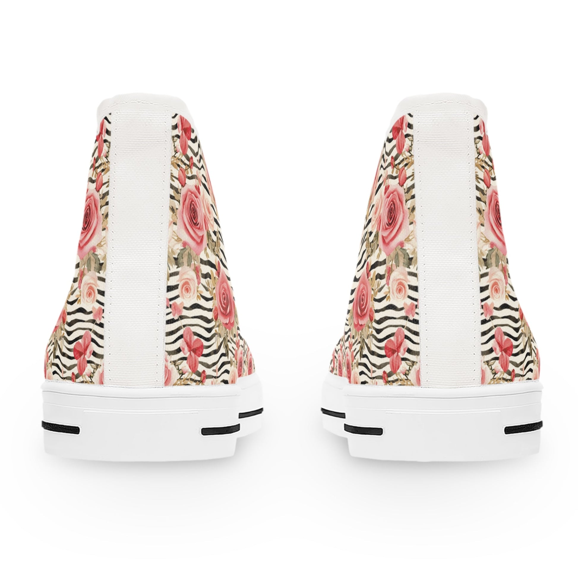 Zebra Rose Print High Top Sneakers, Artsulli - Art is Long, Life is Short, Shoes, , , , , , , 