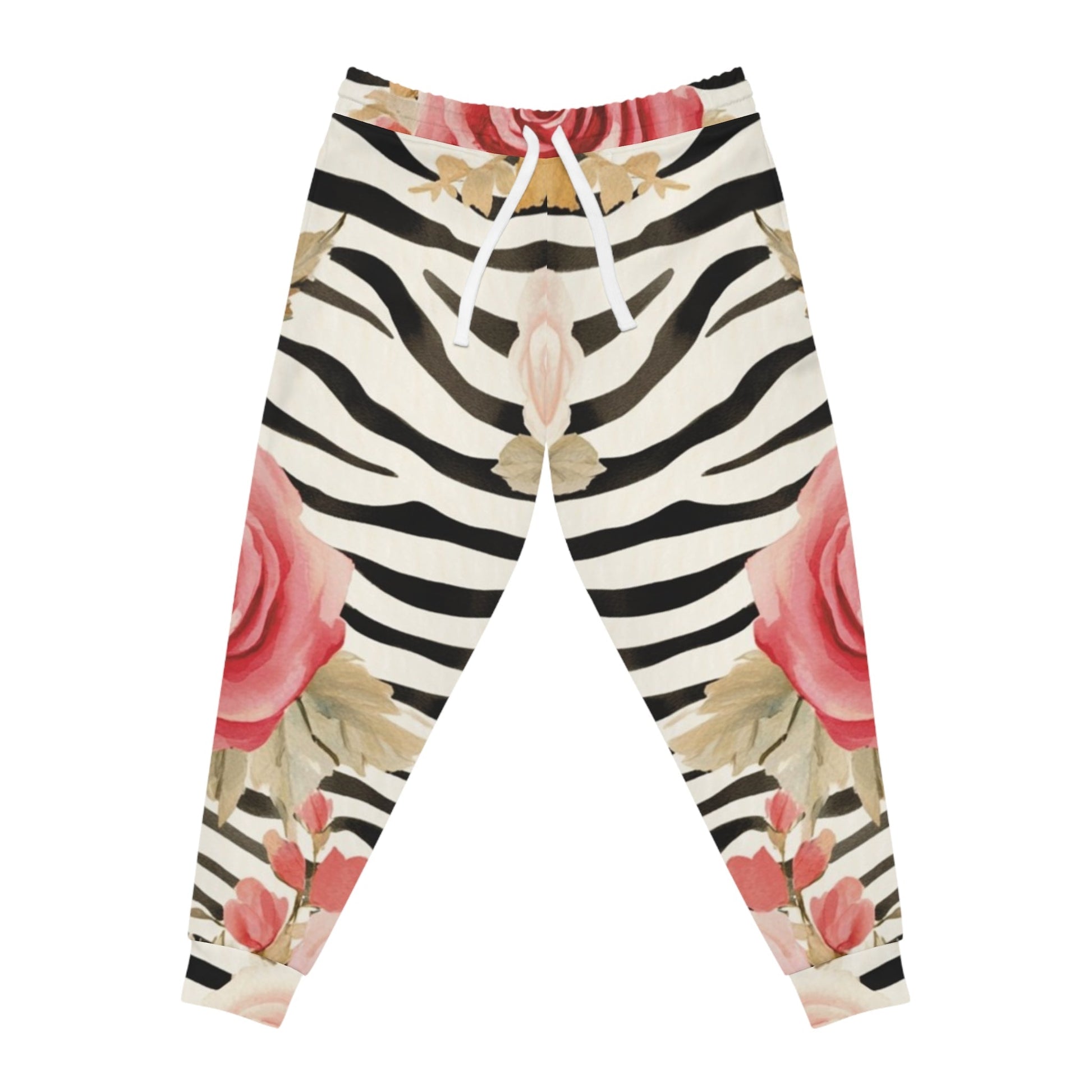 Zebra Rose Print Joggers, Artsulli - Art is Long, Life is Short, All Over Prints, Size, S, Color, Seam thread color automatically matched to design, , , 27333286070300281328