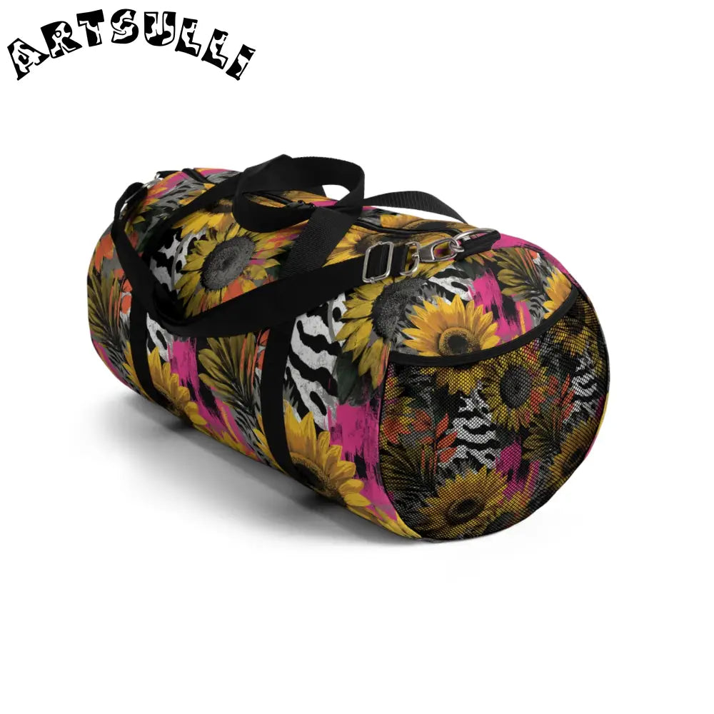 Zebra Stripes x Sunflowers Duffel Bag, Artsulli - Art is Long, Life is Short, Bags, , , , , , , 