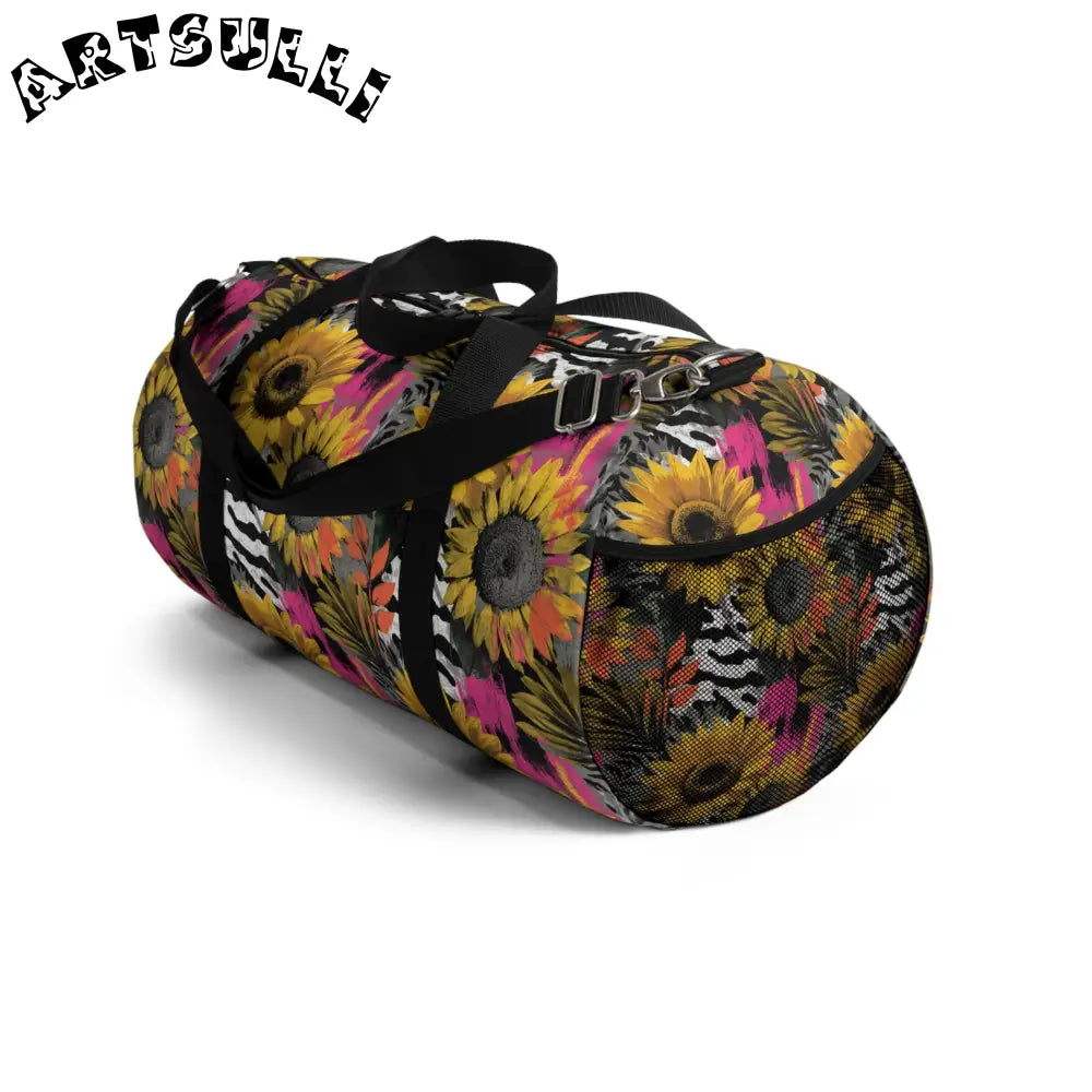 Zebra Stripes x Sunflowers Duffel Bag, Artsulli - Art is Long, Life is Short, Bags, , , , , , , 